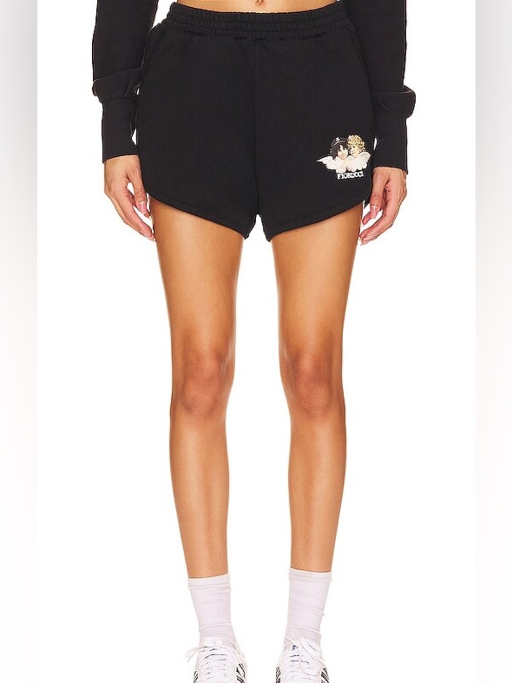 Fiorucci Black Angel Cherub Graphic Fleece Sweat Shorts Size M